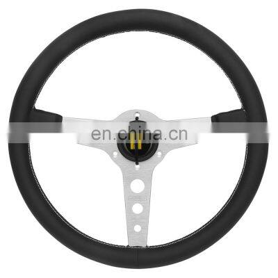 Steering Wheel Silver/Black 350mm NEW Car Steering Wheel Leather