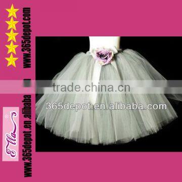 The New Style Fashion Tulle Flower Pattern Gray Puffy Little Girls Wholesale Tutu Skirts