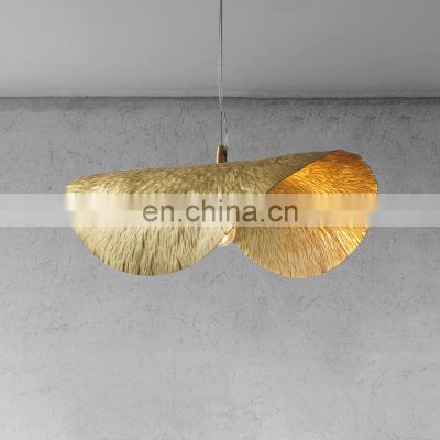 Modern LED Hanging Light Creative Art Designer Lotus Leaf Hanging Lights For Restaurant Indoor All Copper Decor Chandelier