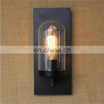 Industrial Retro Simple Design Cafe Shop Bar Hallway Decorative Lamp Black Metal Glass Shade LED Wall Lamp photo-2
