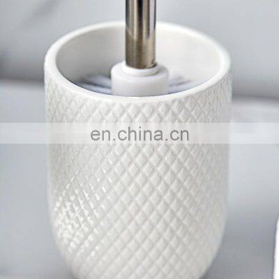 White Ceramics Bathroom Decor Accessory Completes With Soap Dispenser Tumbler Soap Dish Toilet Brush Bathroom Accessories photo-4