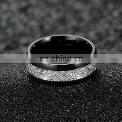 8mm Silk Grain Stainless Steel Ring For Men Women Jewelry