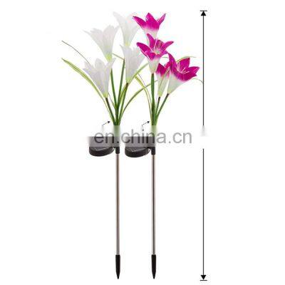 Outdoor Garden Solar Decorative Waterproof Multi Color Lily Flowers Stake LED Lights photo-2