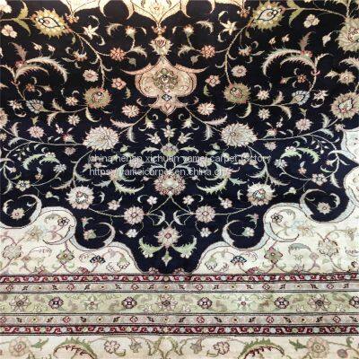 9x12ft Dark Mblue Handmade Silk Persian Carpet for Sitting Room and Meeting Room photo-4