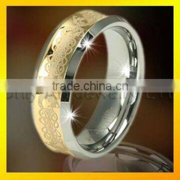 gold plated engraved tungsten carbide rings jewellery