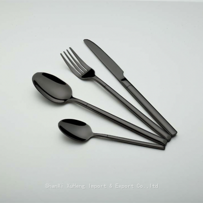 Luxury Tableware Stainless Steel Flatware Silverware Plated Black 304 Knife Spoon and Fork Mirror Polishing Cutlery Set