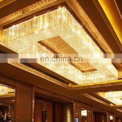 High Ceiling Wedding Large Chandelier Hotel Villa Rectangular Luxury Crystal Chandelier