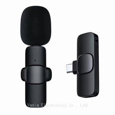 Wholesale recording wireless lavalier microphone live interview video mini portable lapel microphone