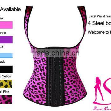 2016 Top Quality Cheap Women Firm Shaper Steel Boned Sexy Pink Latex Vest Waist Cincher