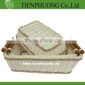 handle rattan/colorful bamboo storage basket/fruit bamboo basket/rattan tray for restaurant/hotel