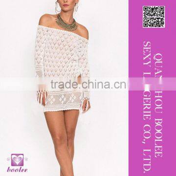 White Women Summer Sexy Lace Crochet Knit Bikini Cover Up Beach Dress