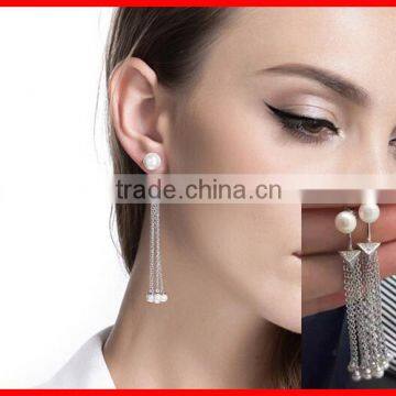 high quality dangle silver chains fashion pearl earring