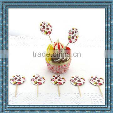 Whole sale 210 gsm food grade paper cake topper/cake tooth pick