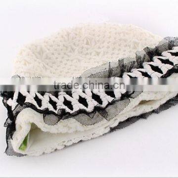 2015 Discount Brand Stock Items Small Order Custom Handmade Crochet Lace Baby Girl Beanie Hat