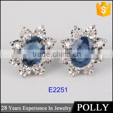 18K yellow gold jewelry diamond earring three stone new design fashion style earring