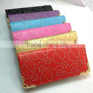 New eco-friendly pu diamond wallet ladies long style clutch purse