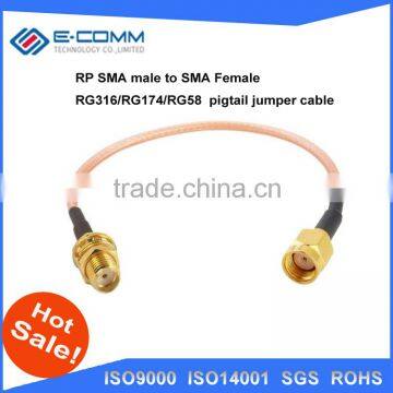 Hot sale!! RP SMA Male to Female Extension Cable Jumper Cord 15cm RG316 & Goldplated RP SMA Male to SMA Female RF Connector
