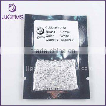 Wax casting small size round cz gemstone loose 1.4mm white cz