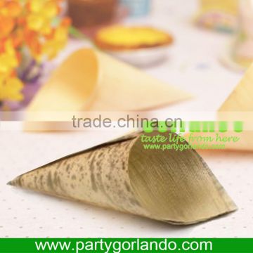 disposable biodegradable bamboo leaf cone cup