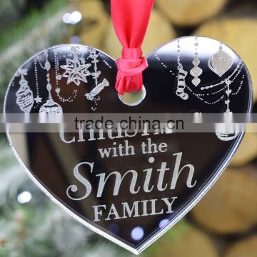 Personalised Family Acrylic Christmas Tree Decoration Bauble Gift Present Santa Heart