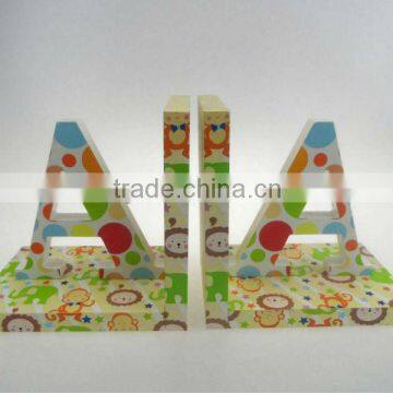 colorful AZ- shaped cute wooden Bookends book holder