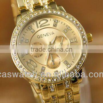 Rose Gold Jewery Stainless Steel Geneva Watch