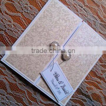 Vintage Gate Fold Wedding Invitation cards with Pearled Paper