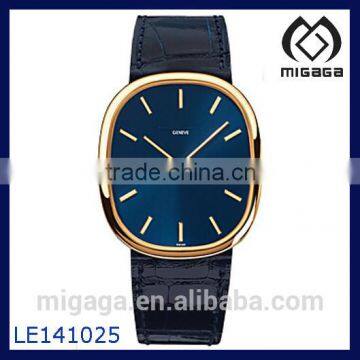 Blue sunburst dial gold applied hour markers quartz watch automatic