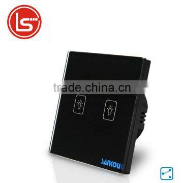 2016 EU Standard 2Gang2Way Black Crystal Glass Panel Touch Switch Screen Wall Light Switches Smart Home Automation AC110V-250V