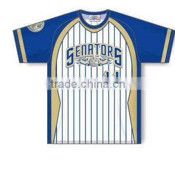 Custom Sublimated Short Sleeves O-Neck Senators Baseball Jersey/T-Shirt made of Moisture Wicking Cool Polyester fabric