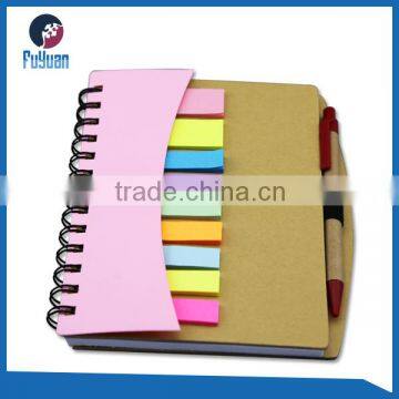 craft cover metal spiral notebook with sticky note and pen