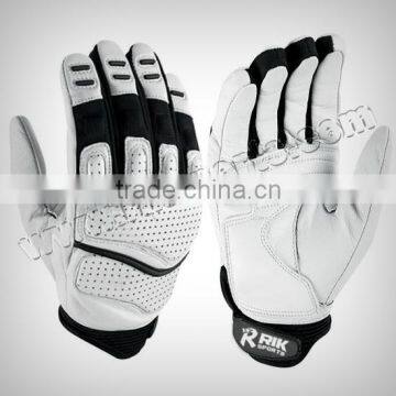 Motocross Biker Gloves Full grain genuine leather knuckle protection, TPU protections at Fingers