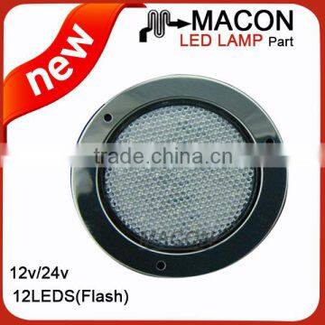 4 inch Round LED Light Stop/Tail/Turn, Flange Mount w/Reflex Ring round led truck tail lamps