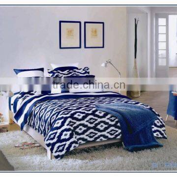 Microfiber Brushed Disperse Bedding Set Blue White Duvet Cover Set photo-3