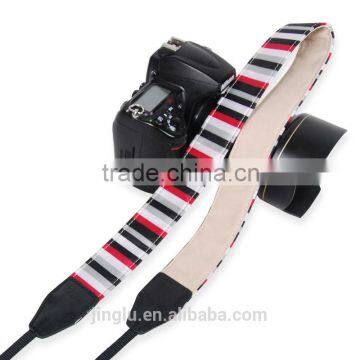 Leather Camera Strap Shoulder Neck Striped Grey White Red Black For DSLR LE-03