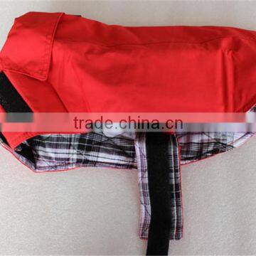 The most newest 2014 popular pet jacket /red with grid plaid pattern hook&loop double layer dog jacket