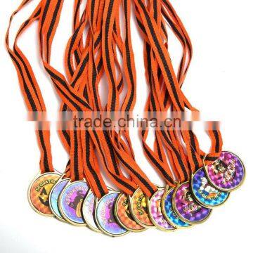 Unique Party Supplies Plastic Laser Halloween Spooktaccular Medals with Assorted Spooky Custom Designs on a Nylon Ribbon