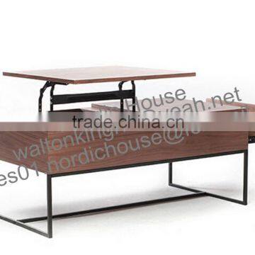 2016 high gloss metal leg lift up top coffee table for space saving