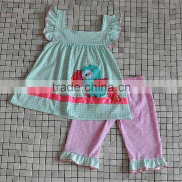 spring cute bird embroidery swing top icing shorts boutique girl clothing for easter
