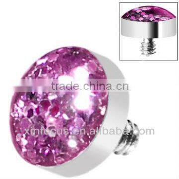 Purple Glitter Dome Dermal Top body piercing accessories