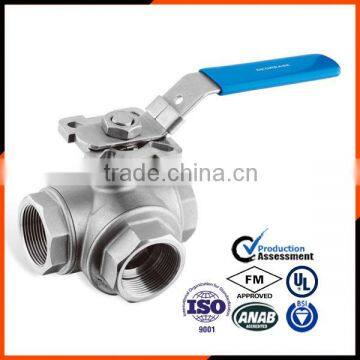 3 WAY Ball Valve With ISO5211 MOUNTING PAD IN QF401L/T