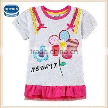 (H6056) 2-6Y Wholesale baby t shirts china made stock lot t shirts dress for kids girls nova clothing