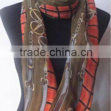 Woman Polyester Chain Printed Scarf