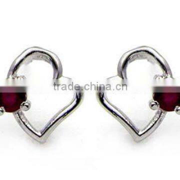 GORGEOUS RUBY & .925 Sterling Silver Earrings,Wholesale Silver Jewelry