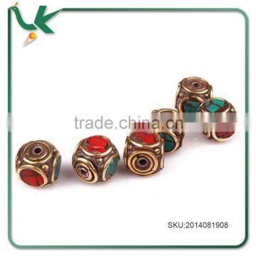 DIY Accessories Nepal Handmade Inlaid Copper Turquoise Red Coral Beads jewelry Factory Direct