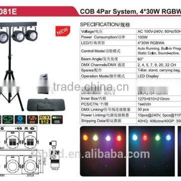 Powerful and Colorful 4*30W RGBWA LED COB 4Par Light Stage Lighting