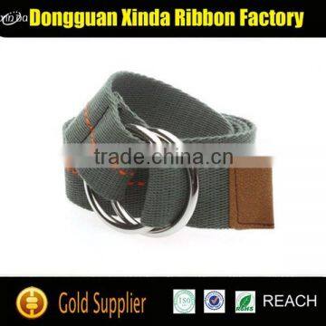 Stylish double d ring belt double O ring belt Men's belt