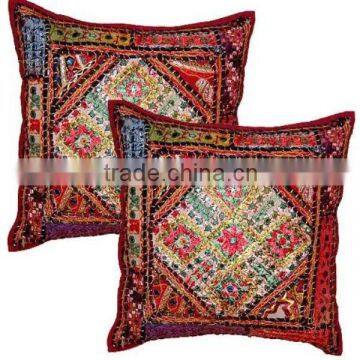 Ethnic design Rajasthani kantha work cotton cushion cover 45*45cm