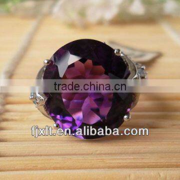 Custom Design Fashionable 925 Sterling Silver Big Amethyst Ring