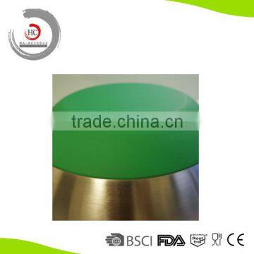3 piece stainless steel ceramic mixing bowl with spout,handle and non slip silicone base HC-BH23